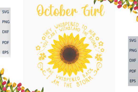 Birthday Gift for October Sunflower Girl